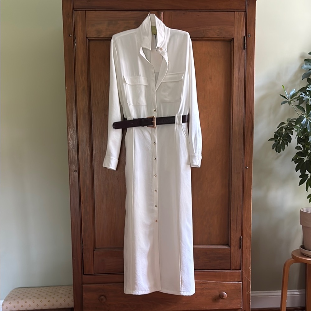 Zara White Belted Dress